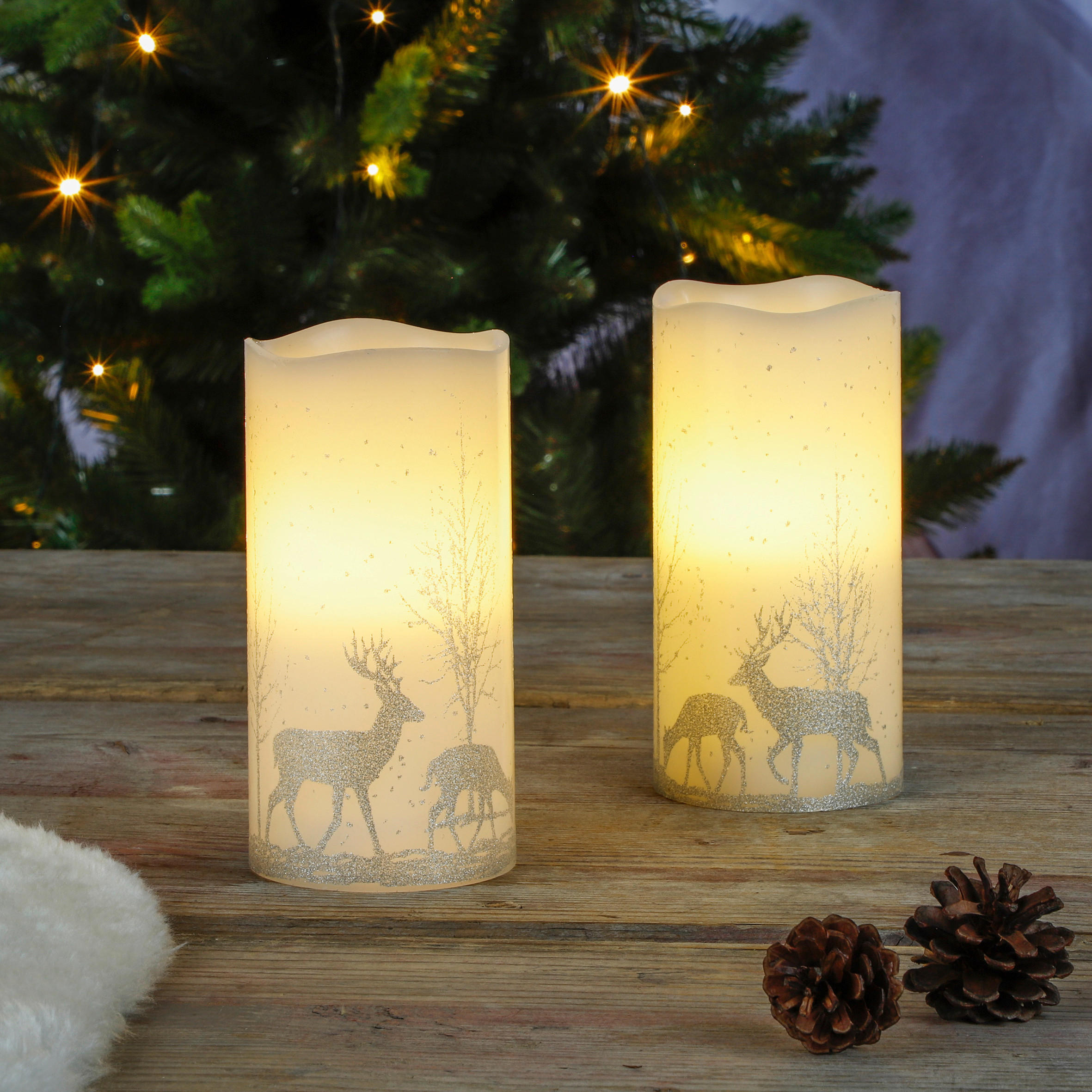 HI LED-Kerze weiß H/D: ca. 15x7,5 cm LED-Wachskerze_2erSet - weiß (7,50/15,00cm) - HI