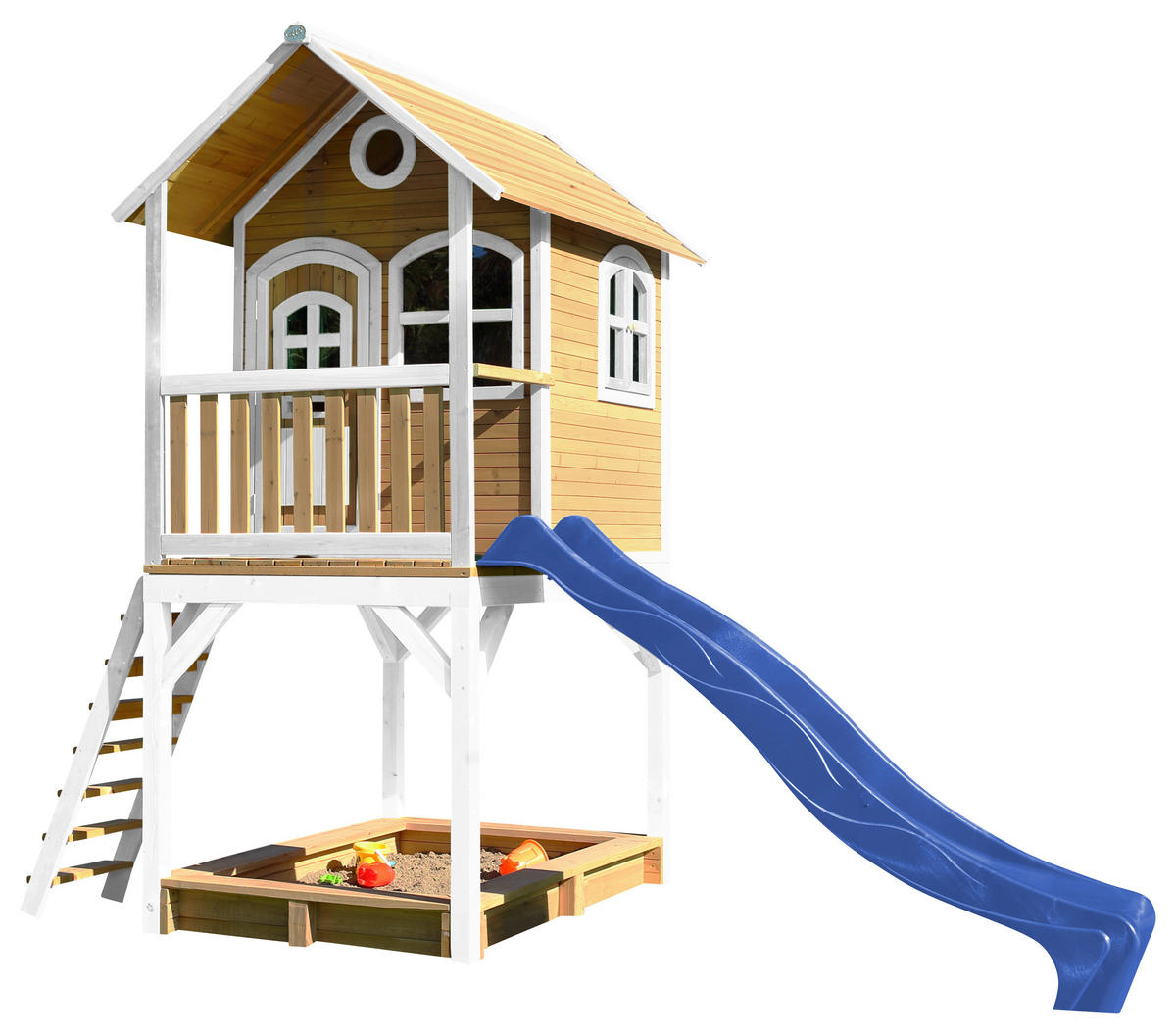AXI Spielhaus Sarah braun B/H/L: ca. 370x291x191 cm Sarah - braun/blau (191,00/370,00/291,00cm) - AXI