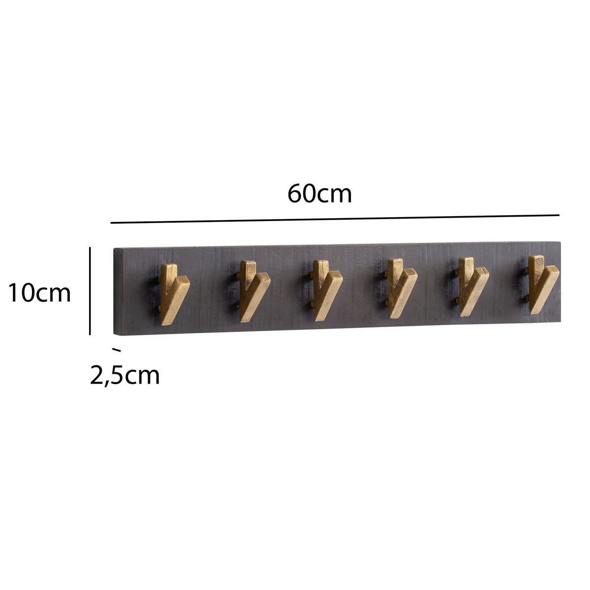 Wandgarderobe schwarz B/H/T: ca. 60x10x8 cm Wandgarderobe - schwarz (60,00/10,00/8,00cm) - Wohnling