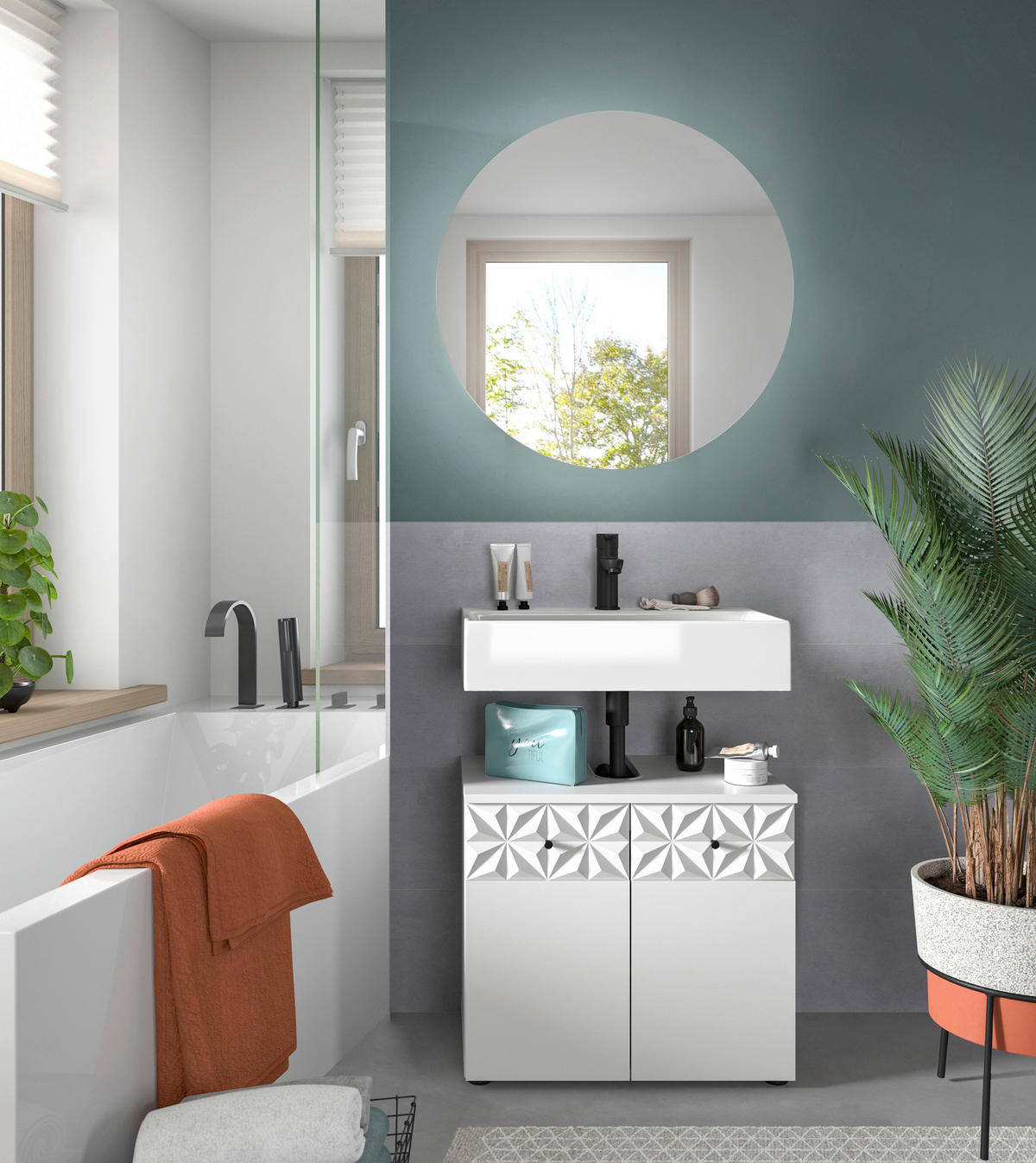 Badezimmer-Set Prisma weiß B/H/T: ca. 60x187x37 cm Prisma - weiß (60,00/187,00/37,00cm) - xonox.home