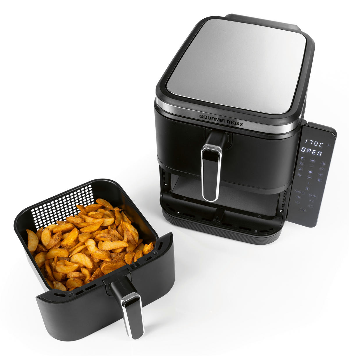 GOURMETmaxx Heißluftfritteuse 15305 schwarz Kunststoff B/H/L: ca. 32x49x39 cm ca. 11 l Doppel-Heißluftfritteuse 15305 - schwarz (39,00/32,00/49,00cm) - GOURMETmaxx