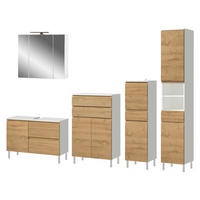 Badezimmer-Set 7946-559 weiß Eiche Grand-Son Nachbildung B/H/T: ca. 253x190x34 cm 7946-559 - Eiche/weiß (253,00/190,00/34,00cm) - Germania