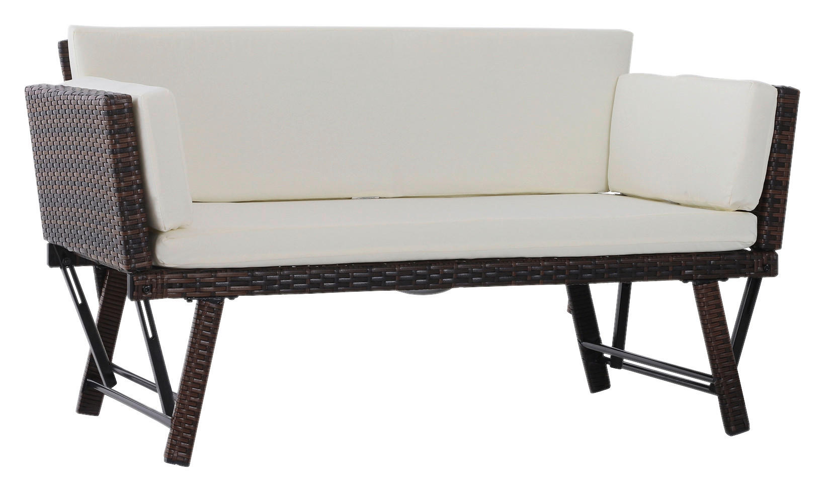 Outsunny Gartensofa braun Stahl B/H/L: ca. 66x67x129 cm Gartensofa - braun/beige (129,00/66,00/67,00cm) - Outsunny
