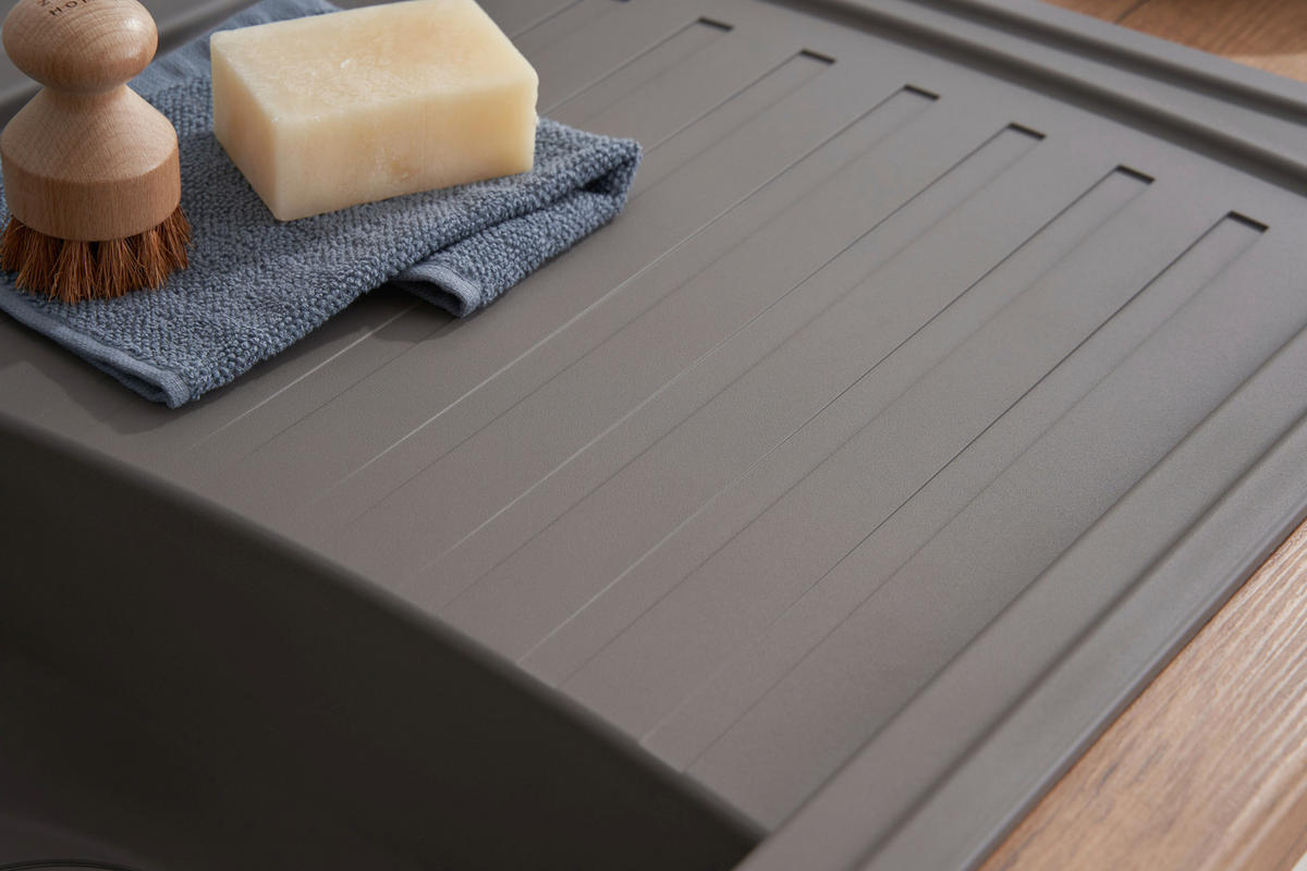 Respekta Einbauspüle Boston 100 x 50 G Beton grau Mineralite B/H/T: ca. 100x20x50 cm Boston 100 x 50 G - Beton/grau (100,00/20,00/50,00cm) - Respekta