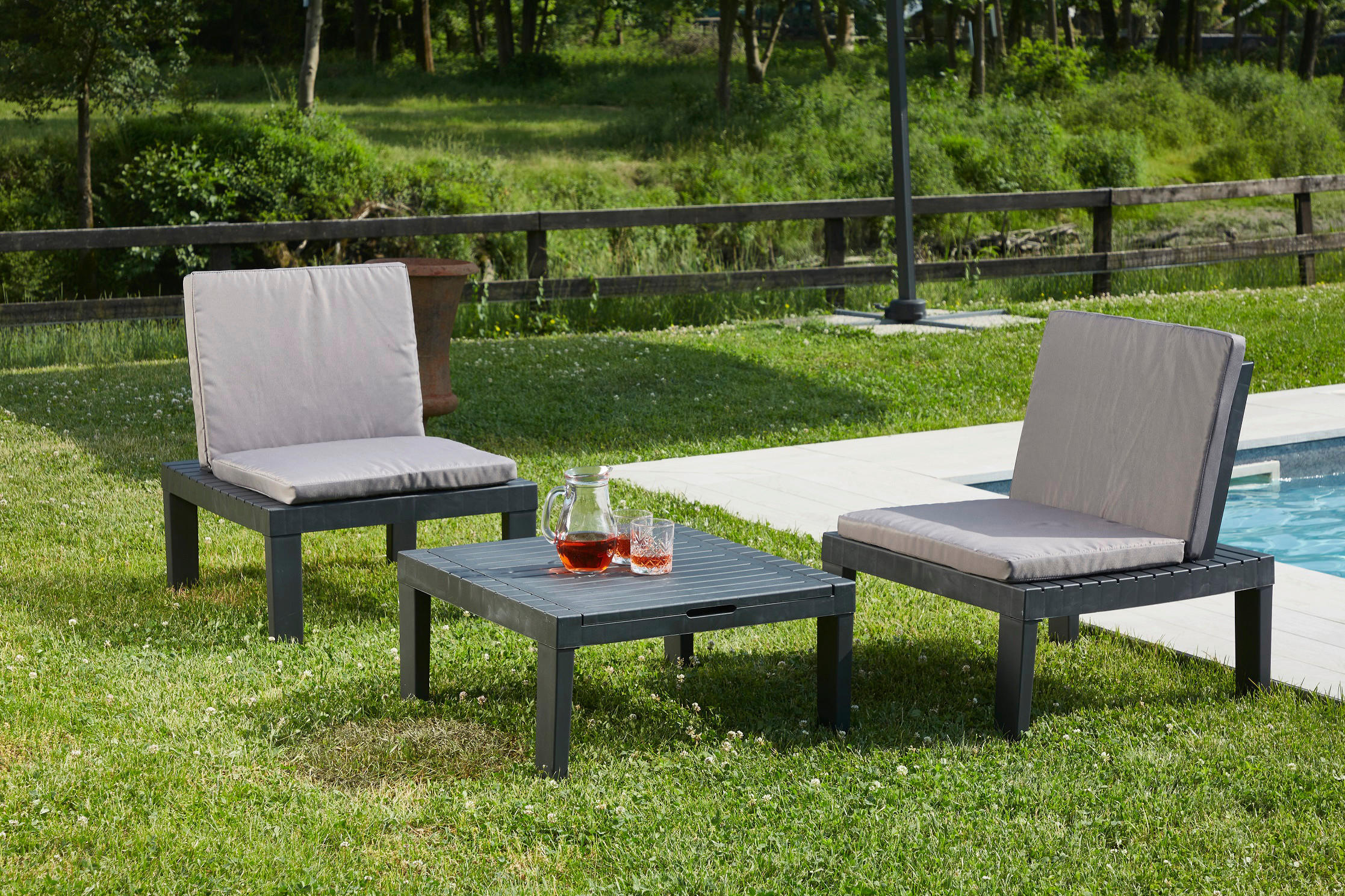 ProGarden Modulares Gartenmöbel-Set Duetto anthrazit Kunststoff