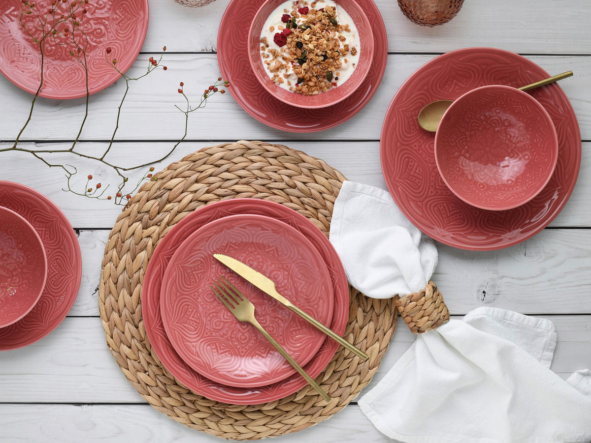 CreaTable Tafelservice Orient Mandala rot Porzellan 12 tlg. Orient Mandala - rot - CreaTable