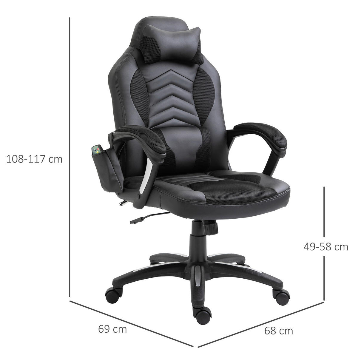 Drehstuhl 921-019BK schwarz 921-019BK - schwarz (68,00/117,00/69,00cm) - HOMCOM