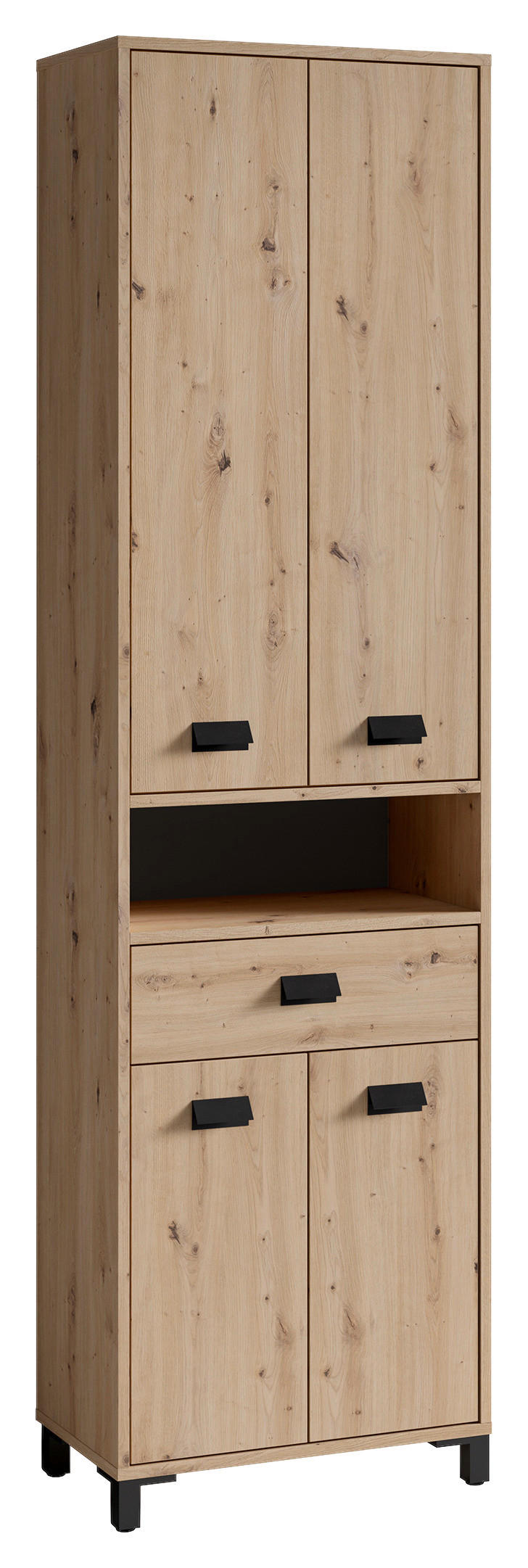 Hochschrank WELLNESS Eiche Artisan Nachbildung schwarz schwarz B/H/T: ca. 54x193x31 cm WELLNESS - Eiche/schwarz (54,00/193,00/31,00cm) - byLIVING