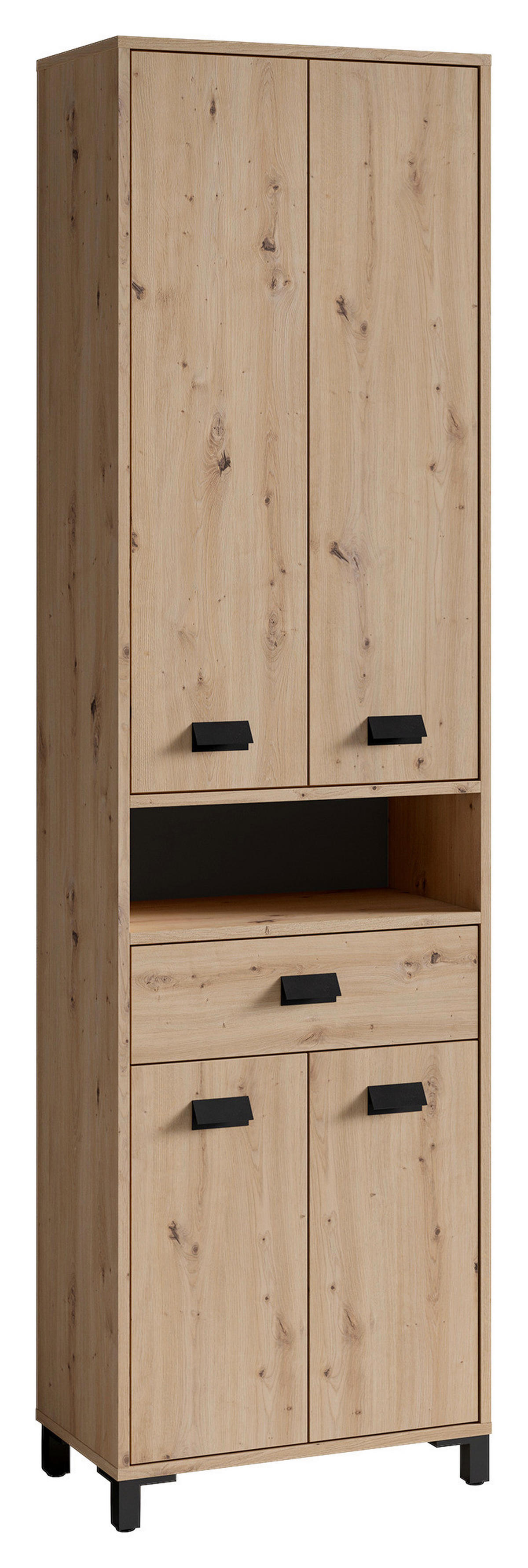 Hochschrank WELLNESS Eiche Artisan Nachbildung schwarz schwarz B/H/T: ca. 54x193x31 cm WELLNESS - Eiche/schwarz (54,00/193,00/31,00cm) - byLIVING