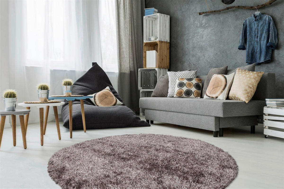 Kayoom Hochflorteppich Diamond 725 champagner B/H/L: ca. 120x4x120 cm Diamond 725 - champagner (120,00/120,00/4,00cm) - Kayoom