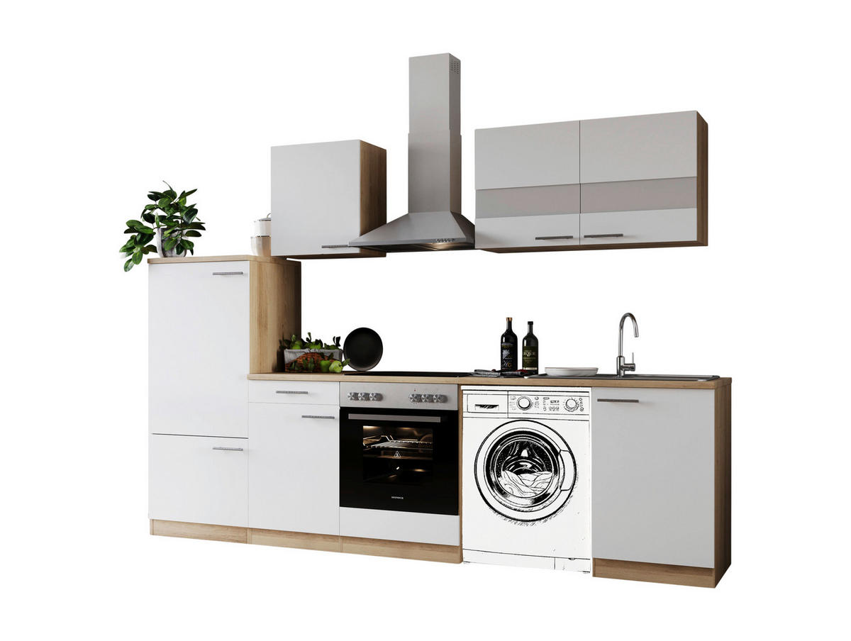 Respekta Küchenblock Merle weiß B/H/T: ca. 280x200x60 cm Merle - Eiche/weiß (280,00/200,00/60,00cm) - Respekta