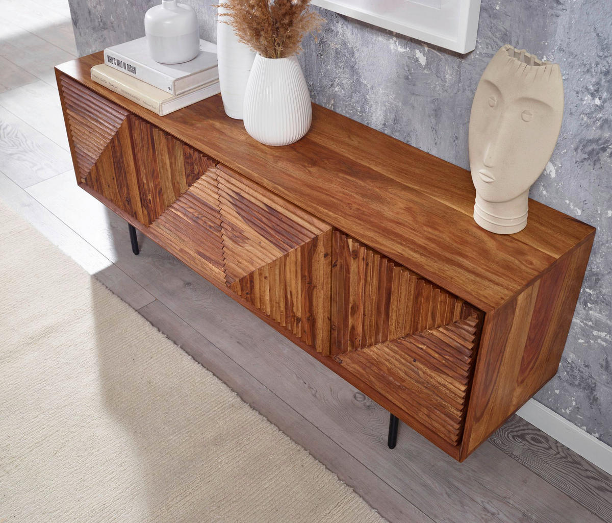 Lowboard rosenholz Nachbildung B/H/T: ca. 140x54x33 cm Lowboard - rosenholz (140,00/54,00/33,00cm) - Wohnling