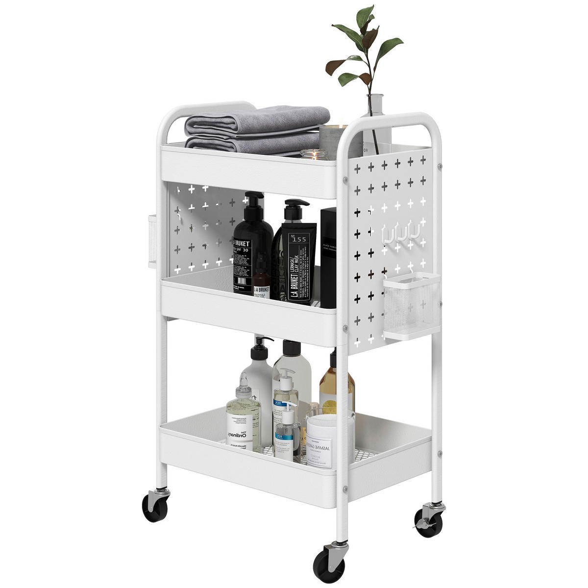 HOMCOM Küchenwagen weiß Edelstahl B/H/L: ca. 30,5x53,5x75 cm Küchenwagen - weiß (75,00/30,50/53,50cm) - HOMCOM