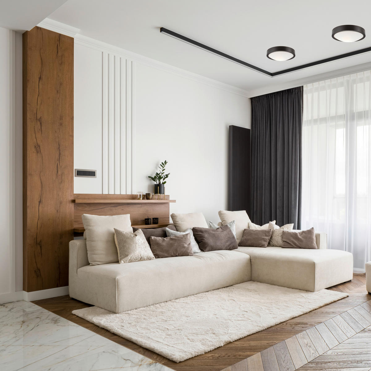 Lamkur Deckenleuchte dunkelbraun Holz Glas B/H/L: ca. 28,5x12x28,5 cm 1 Brennstellen Anello - dunkelbraun (28,50/28,50/12,00cm) - Lamkur