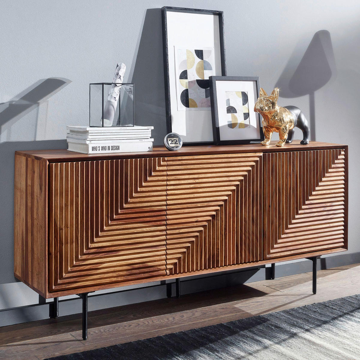 Sideboard rosenholz Nachbildung B/H/T: ca. 148x72x40 cm Sideboard - rosenholz (148,00/72,00/40,00cm) - Wohnling