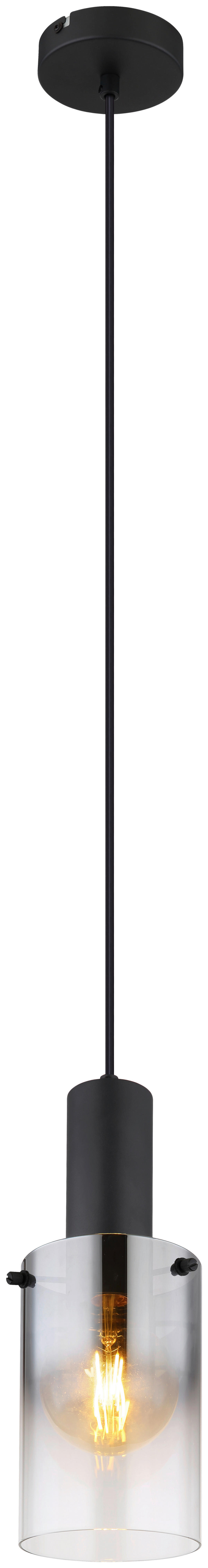 Pendelleuchte schwarz Glas Metall H/D: ca. 150x12,5 cm E27 1 Brennstellen Florentina - schwarz (12,50/150,00cm)