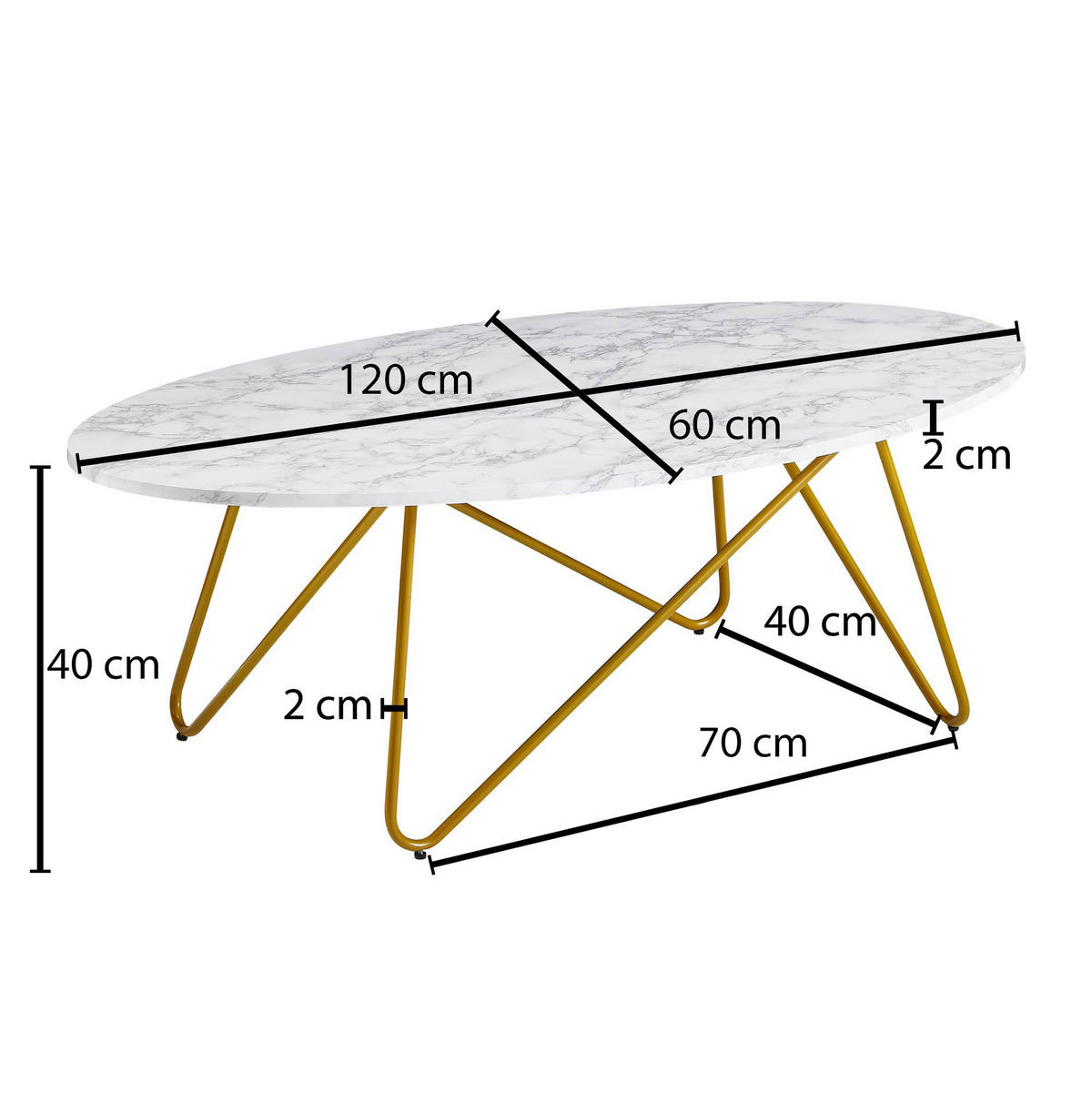 Couchtisch weiß B/H/T: ca. 120x40x60 cm Couchtisch - weiß (120,00/40,00/60,00cm) - Wohnling