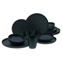 CreaTable Kombiservice Uno Black Lava Stone schwarz Steinzeug 16 tlg. Uno Black Lava Stone - schwarz - CreaTable