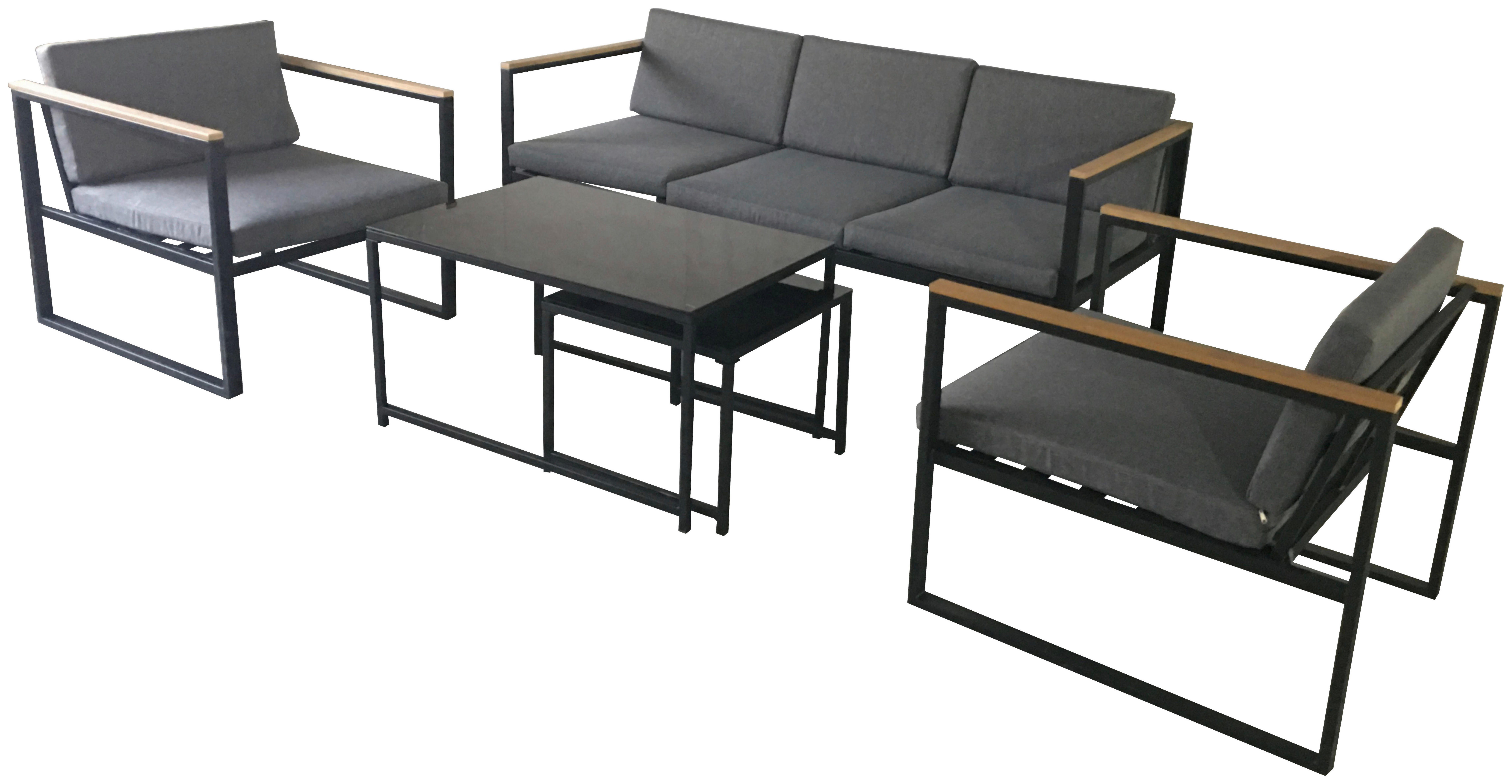 Acamp Loungeset Space anthrazit Stahl Space - anthrazit/teak - Acamp