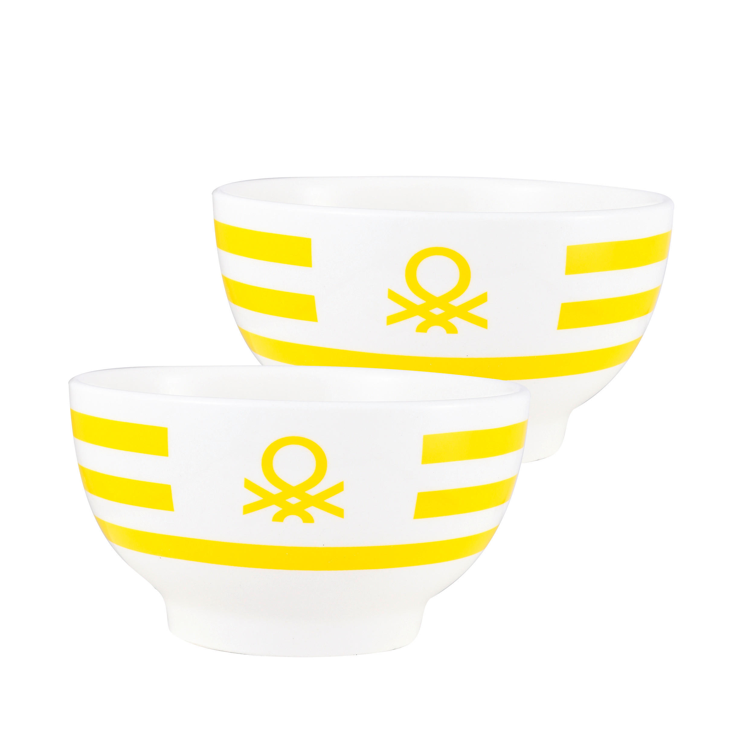 BENETTON Mehrzweckschalenset Rainbow gelb Keramik H/D: ca. 6x14 cm Rainbow - weiß/gelb (14,00/6,00cm) - BENETTON