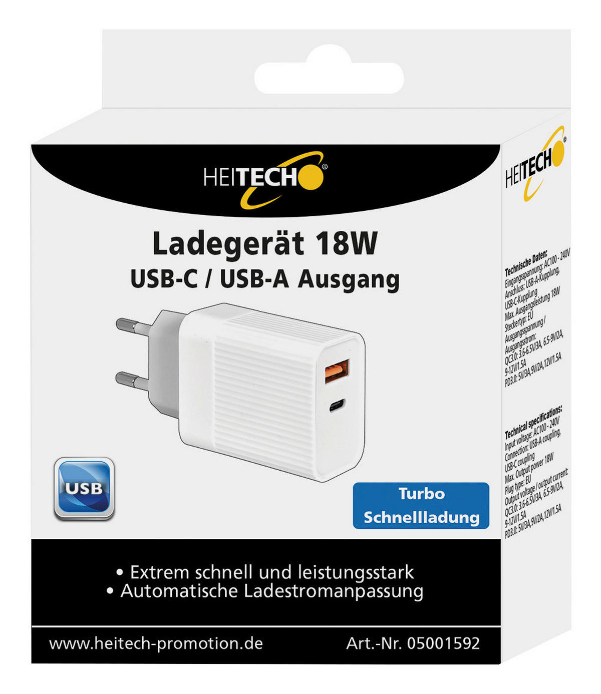 Heitech Ladegerät 05001592 weiß 2-Port_USB-Ladegerät_18W_HeiTech - weiß - Heitech