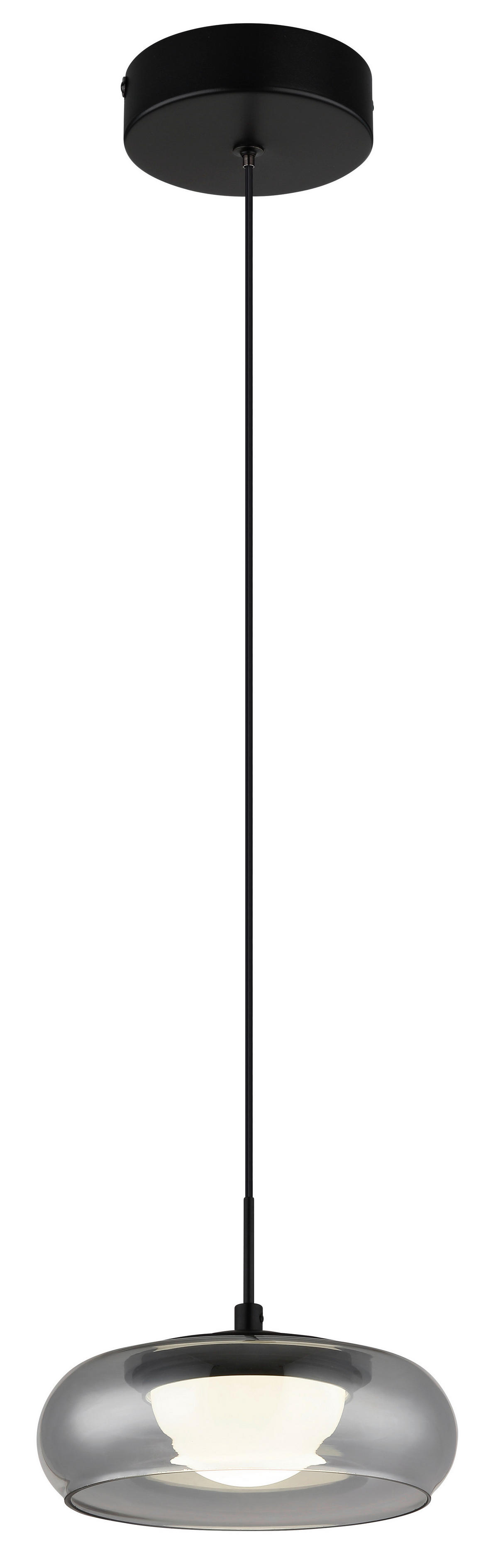 GLOBO Hängeleuchte schwarz Rauch Glas Metall B/H/L: ca. 26x18x26 cm Hängeleuchte-Carlene - schwarz/Rauch (26,00/26,00/18,00cm) - GLOBO