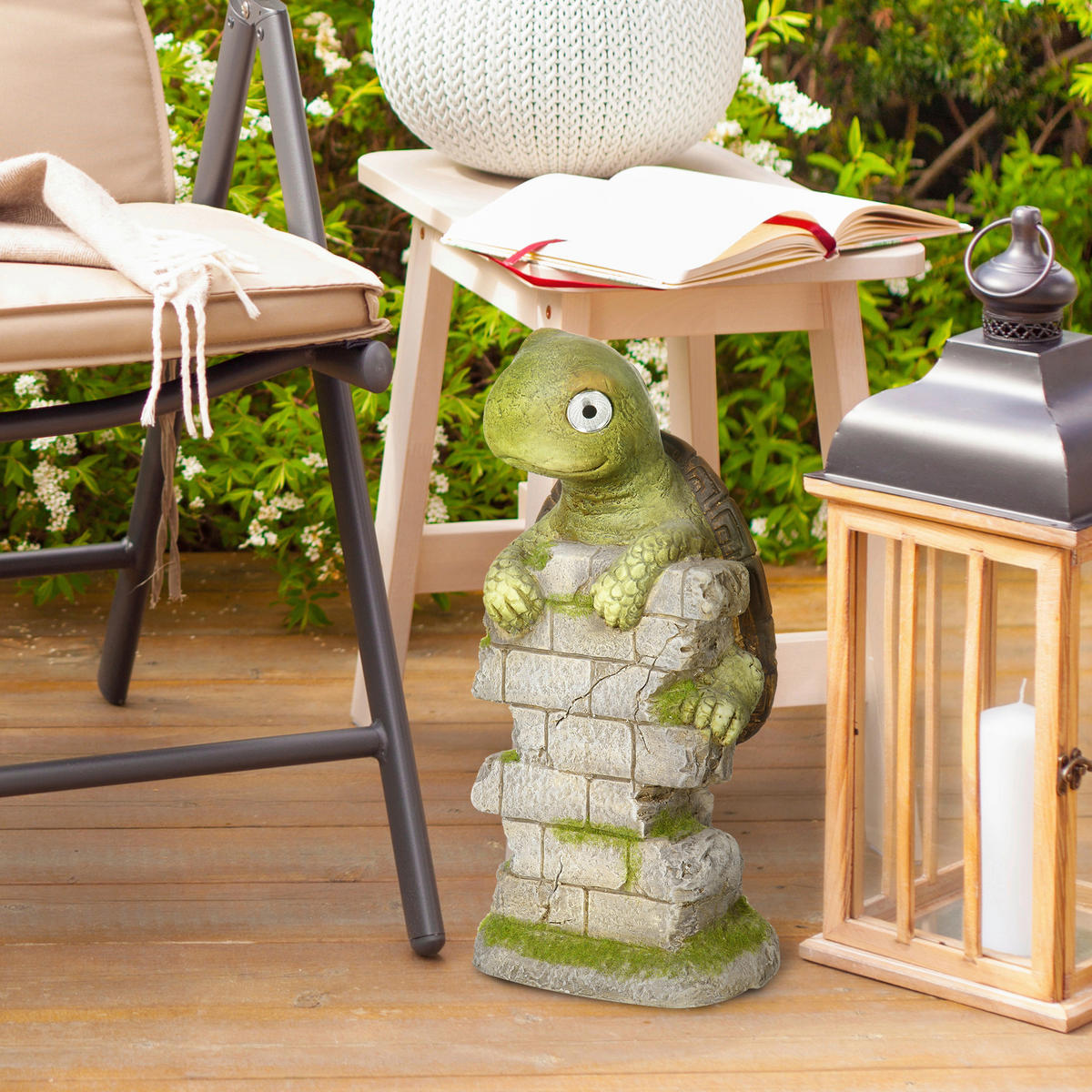 Outsunny Gartenstatue mit LED-Beleuchtung Gartenstatue_mit_LED-Beleuchtung - natur (17,50/18,50/36,50cm) - Outsunny