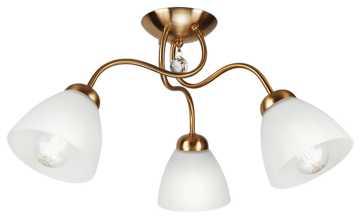 Lamkur Deckenleuchte MIRANDA 43562 oxidgrün Metall Glas H/L: ca. 31x50 cm E27 3 Brennstellen Miranda - oxidgrün (50,00cm) - Lamkur
