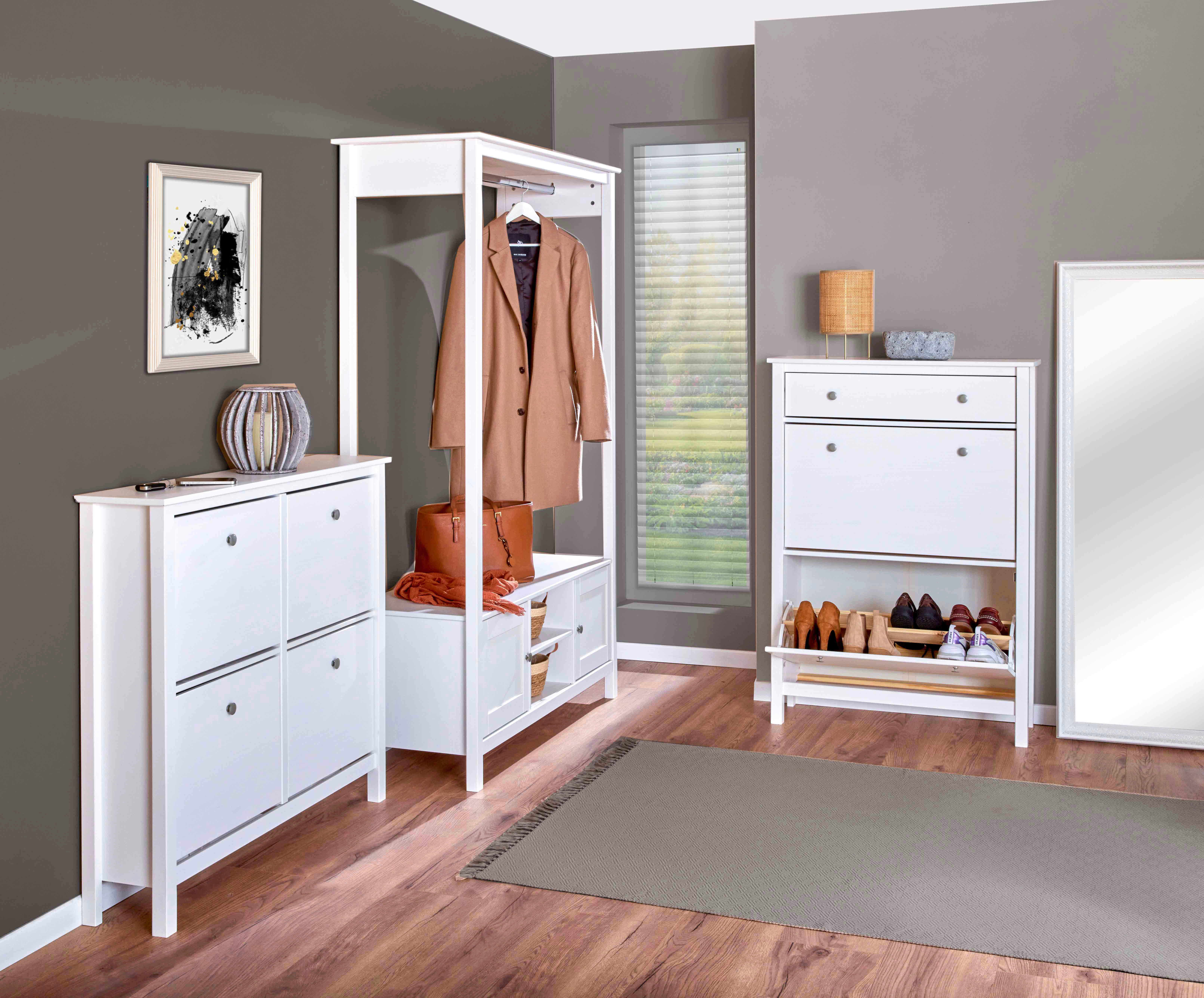 Thumbnail - Schuhkipper Polina weiß B/H/T: ca. 107x101x25 cm