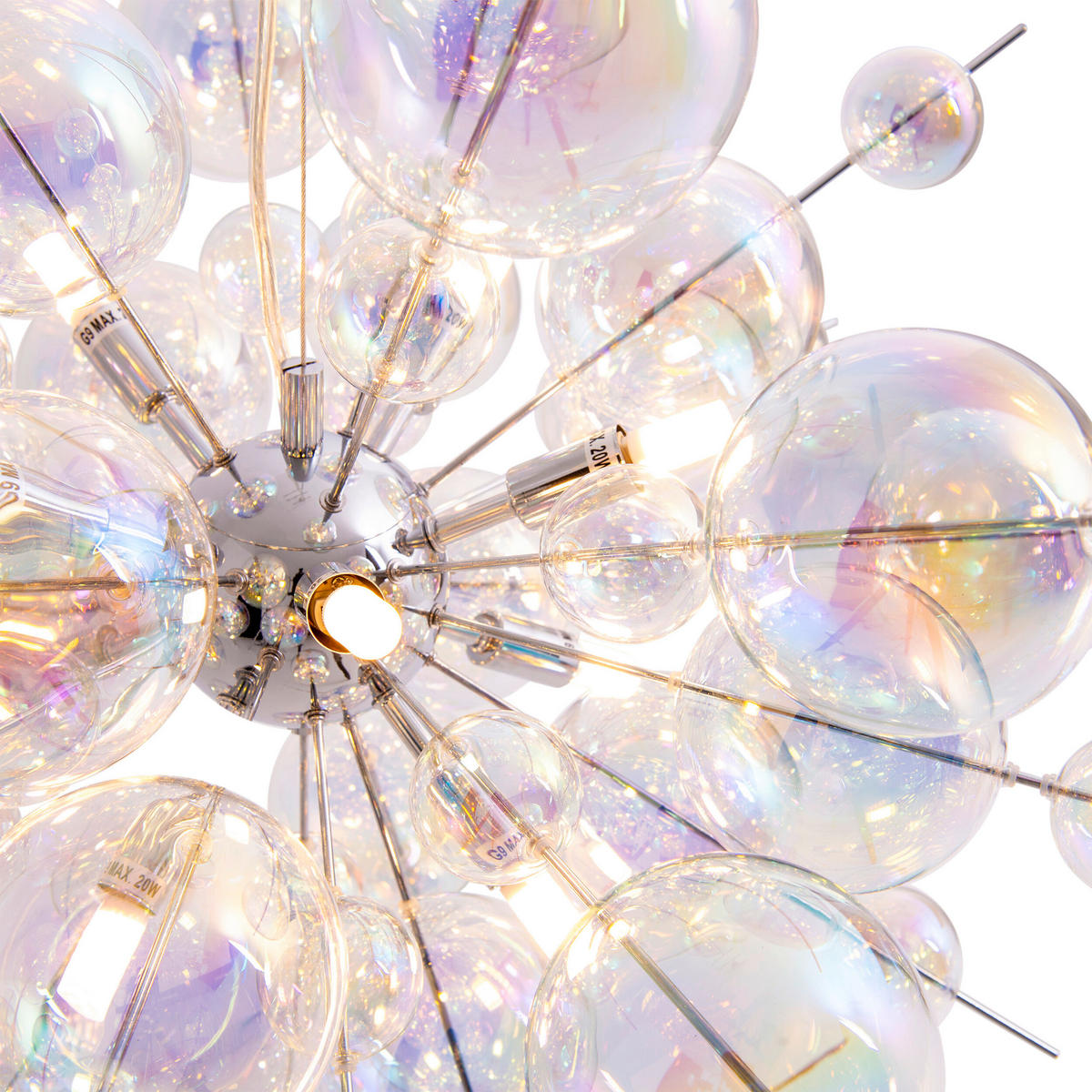 Näve Leuchten Pendelleuchte 7026430 multicolor Glas Metall B/H/T: ca. 65x65x65 cm G9 10 Brennstellen Explosion - multicolor (65,00/65,00/65,00cm) - Näve Leuchten