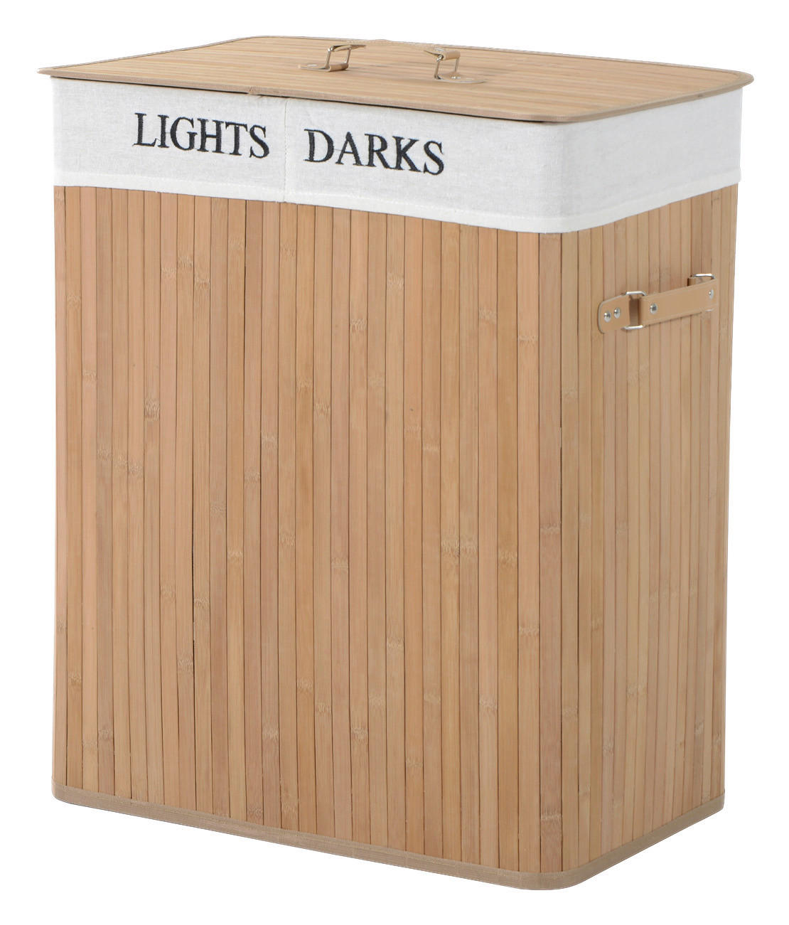 Wäschekorb mit 2 Tragegriffen natur Bambus Stoff Kunststoff B/H/L: ca. 32x63x52 cm Wäschekorb 850-020 - natur (52,00/32,00/63,00cm) - HOMCOM