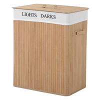 Wäschekorb mit 2 Tragegriffen natur Bambus Stoff Kunststoff B/H/L: ca. 32x63x52 cm Wäschekorb 850-020 - natur (52,00/32,00/63,00cm) - HOMCOM