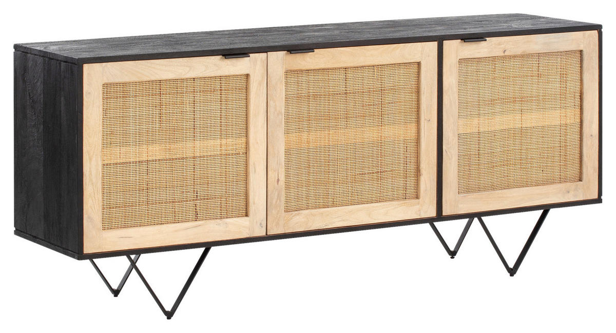 Sideboard schwarz B/H/T: ca. 175x75x45 cm Sideboard - schwarz (175,00/75,00/45,00cm) - Wohnling