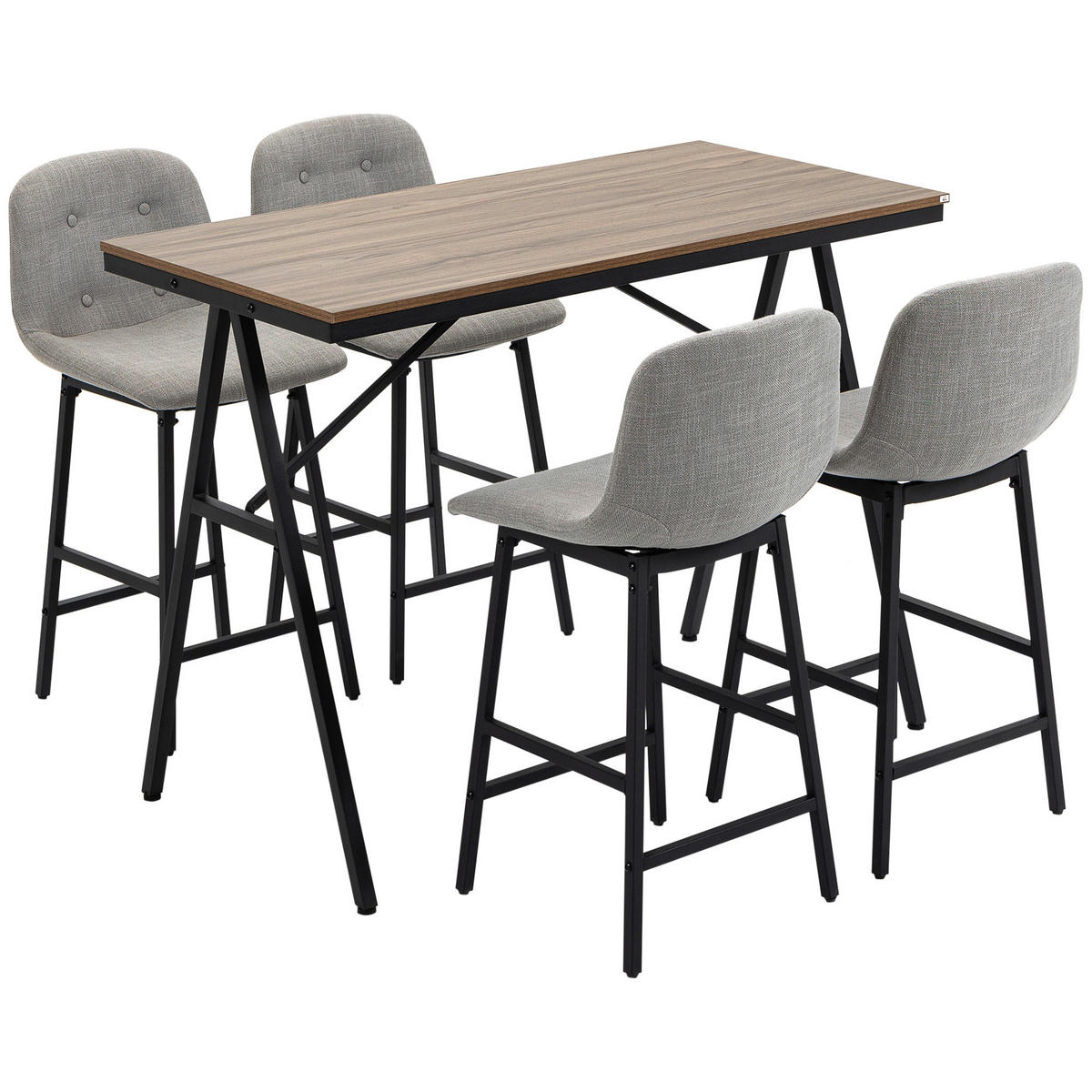 Bartisch nussbaum Nachbildung B/H/T: ca. 120x91x60 cm Bartisch-Set - nussbaum (120,00/91,00/60,00cm) - HOMCOM