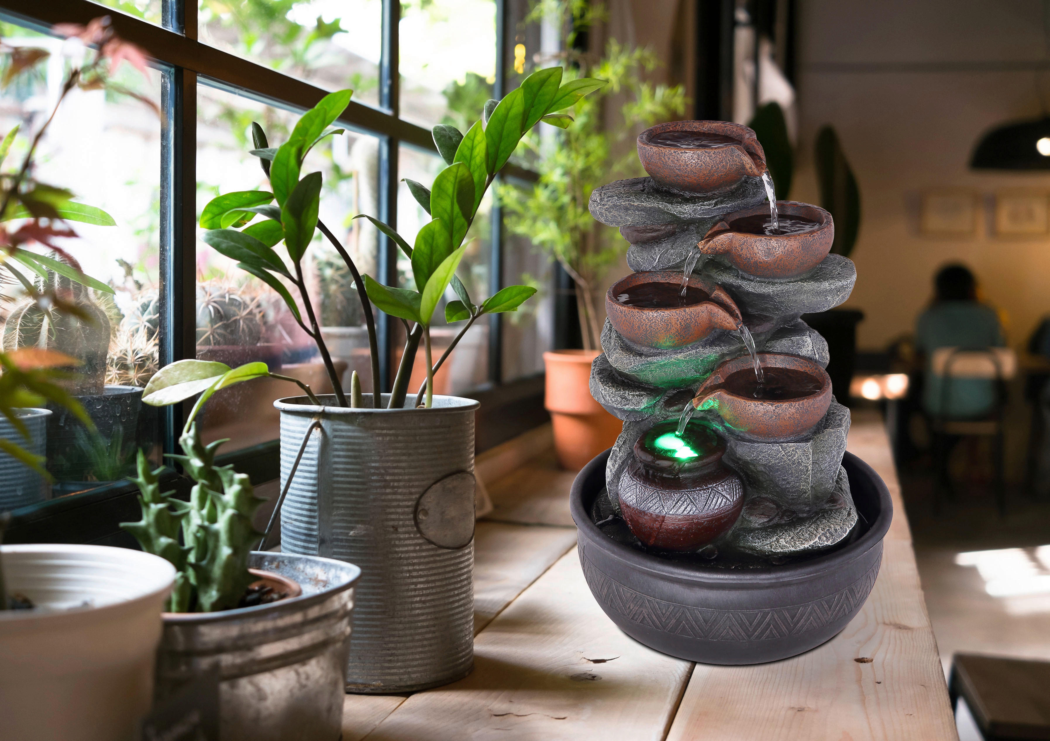 GLOBO LED-Brunnen FONTANA grau H/D: ca. 40x25 cm FONTANA - grau (25,00/40,00cm) - GLOBO