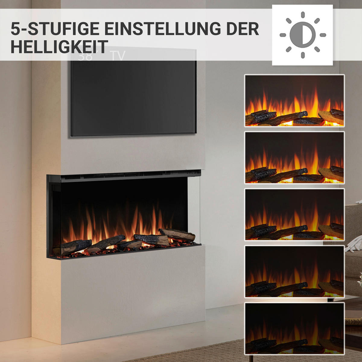 Balderia Elektrischer-Kamin EF407A Athena 36" B/H/T/L: ca. 92,8x49,5x21x92,8 cm Elektro-Kamin Athena 36" - (92,80/92,80/49,50cm) - Balderia