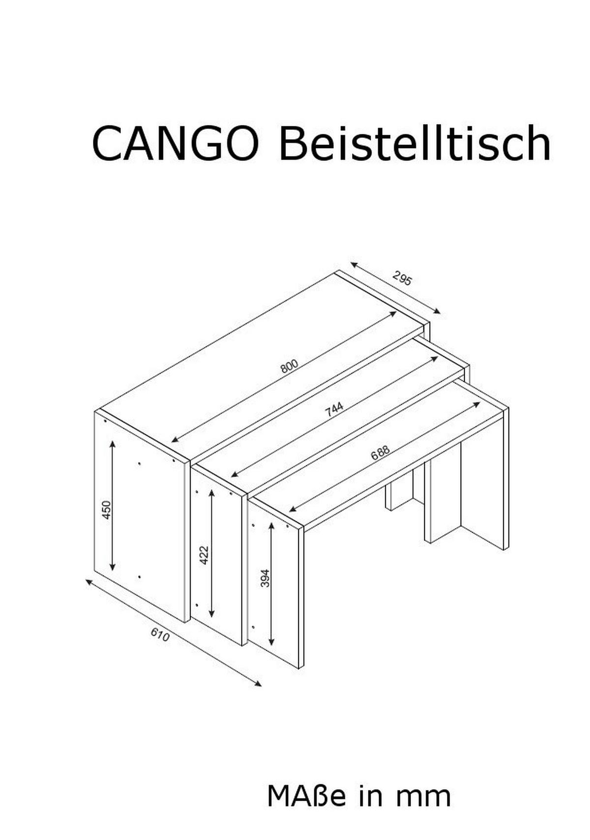 Beistelltisch 3er-Set. Cango weiß walnuss Nachbildung Spanplatte B/H/T: ca. 80x45x30 cm 3er-Set. Cango - weiß/walnuss (80,00/45,00/30,00cm) - moebel17