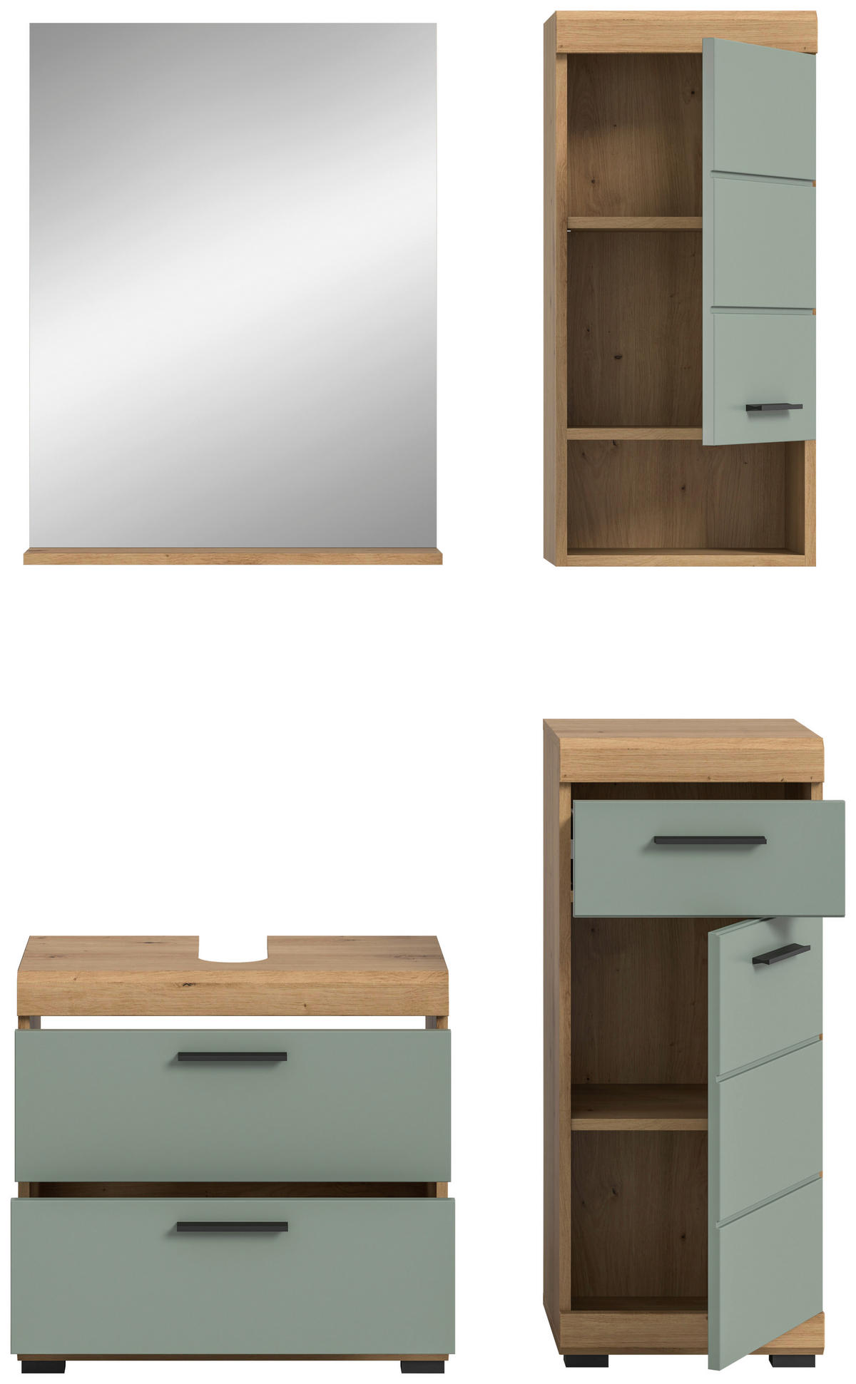Badezimmer-Set Scout Eiche Artisan Nachbildung salbei Nachbildung B/H/T: ca. 112x191x37 cm Scout - Eiche/salbei (112,00/191,00/37,00cm) - xonox.home