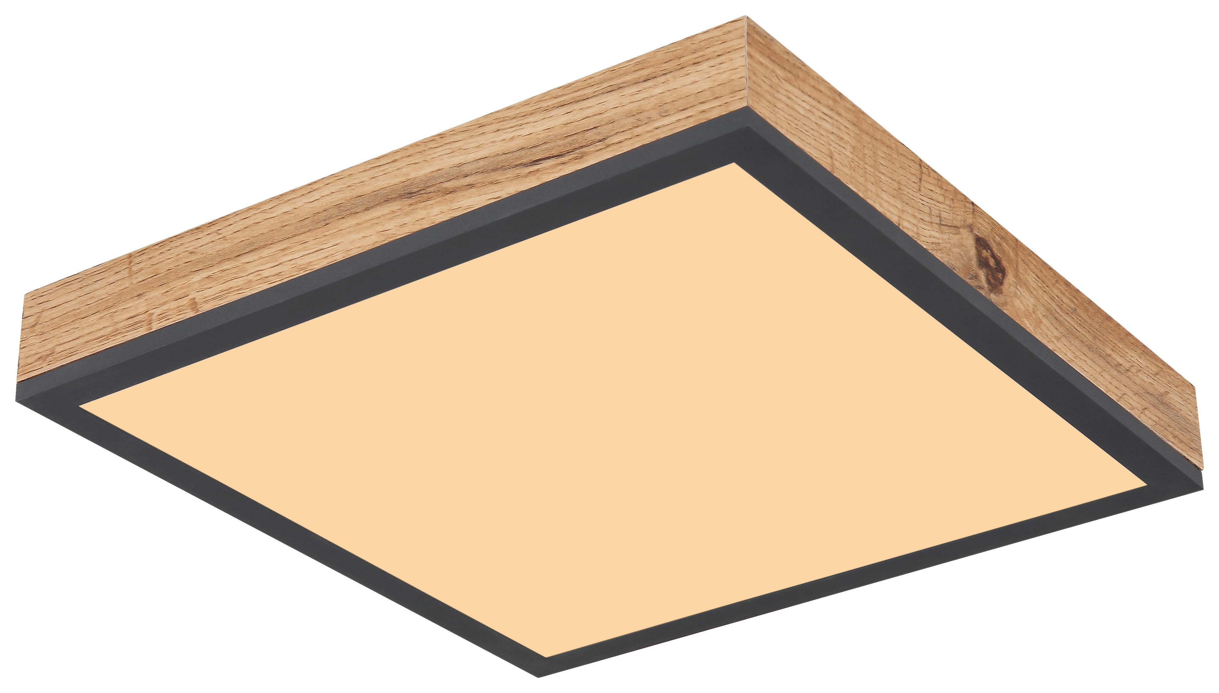 GLOBO Deckenleuchte 416080WD1 Eiche Graphit Opal MDF Aluminium Acryl B/H/T: ca. 30x6x30 cm LED-Panel_Doro - Eiche/Graphit (30,00/6,00/30,00cm)