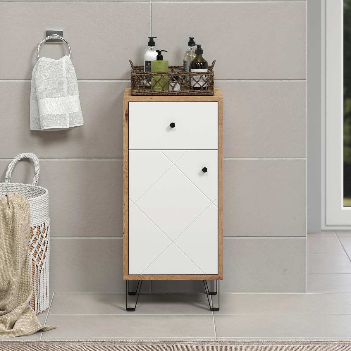 Stauraumelement Touch Eiche Artisan Nachbildung weiß matt B/H/T: ca. 36x79x29 cm Touch - Eiche/weiß (36,00/79,00/29,00cm) - Trendteam