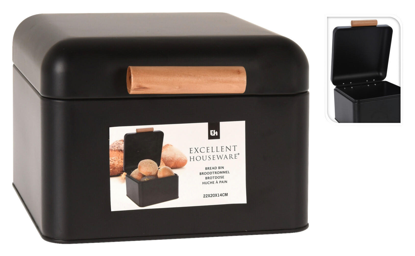 Brotkasten schwarz Metall B/H: ca. 20x14 cm Brotkasten - natur/schwarz (20,00/14,00cm)