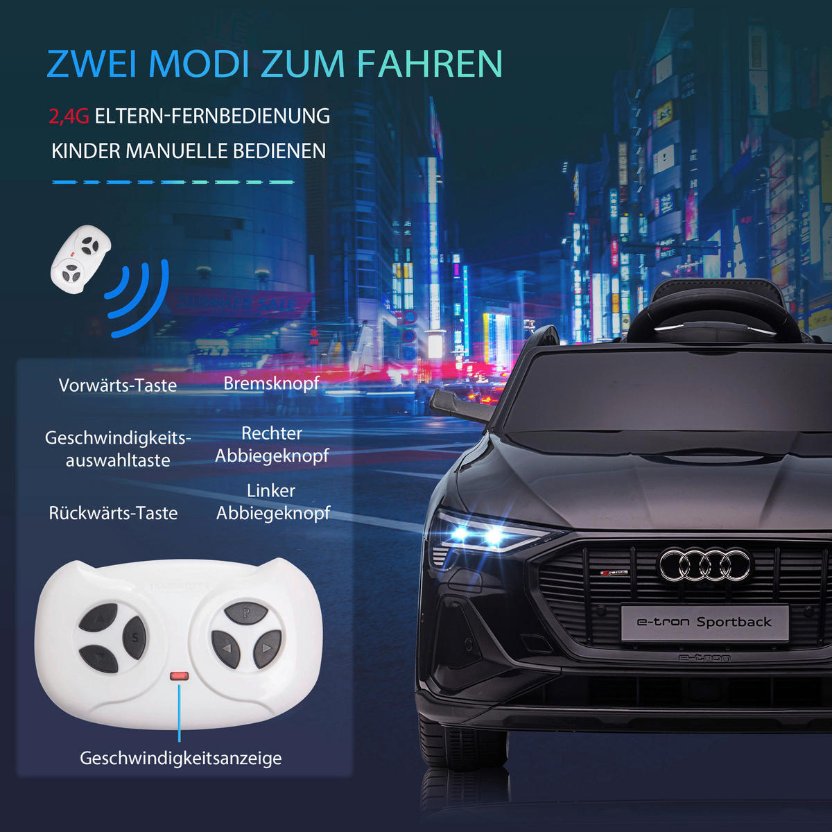 HOMCOM Kinder-Elektroauto schwarz B/H/L: ca. 60x47x108 cm Kinder Elektroauto - schwarz (108,00/60,00/47,00cm) - HOMCOM