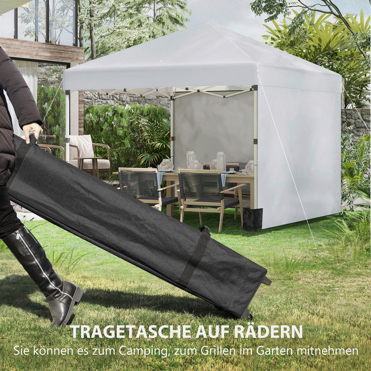 Outsunny Faltpavillon hellgrau Stahl B/H/L: ca. 297x274x297 cm Faltpavillon - hellgrau (297,00/297,00/274,00cm) - Outsunny