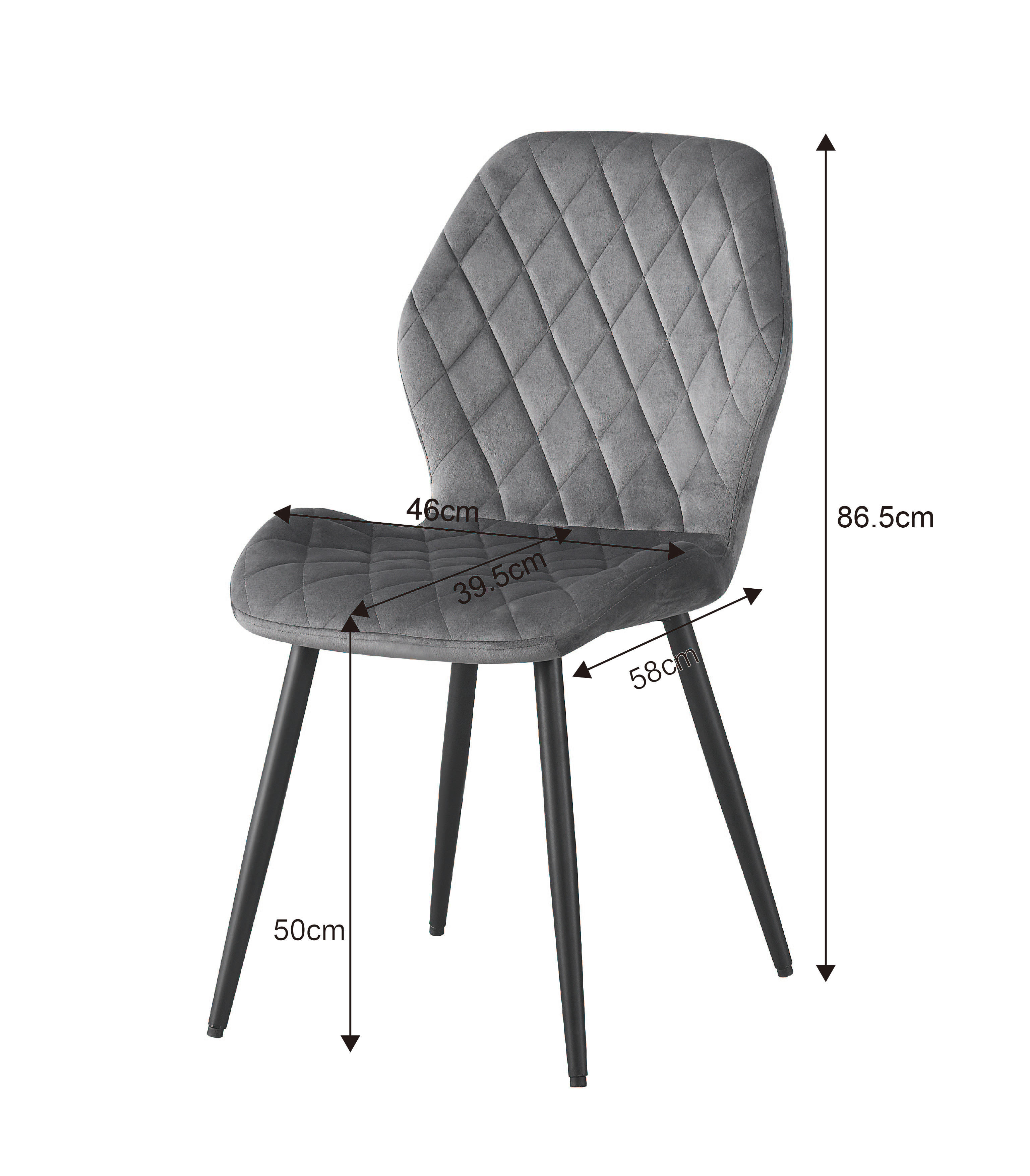 Stuhl Helena grau Samtoptik B/H/T: ca. 46x86,5x58 cm Helena - schwarz/grau (46,00/86,50/58,00cm)