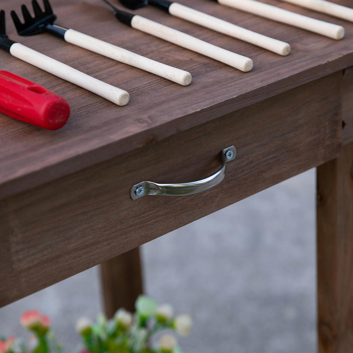 Outsunny Pflanztisch mit Rollen braun B/H/L: ca. 45x119x94 cm Gärtnertisch 845-460BN - braun (94,00/45,00/119,00cm) - Outsunny