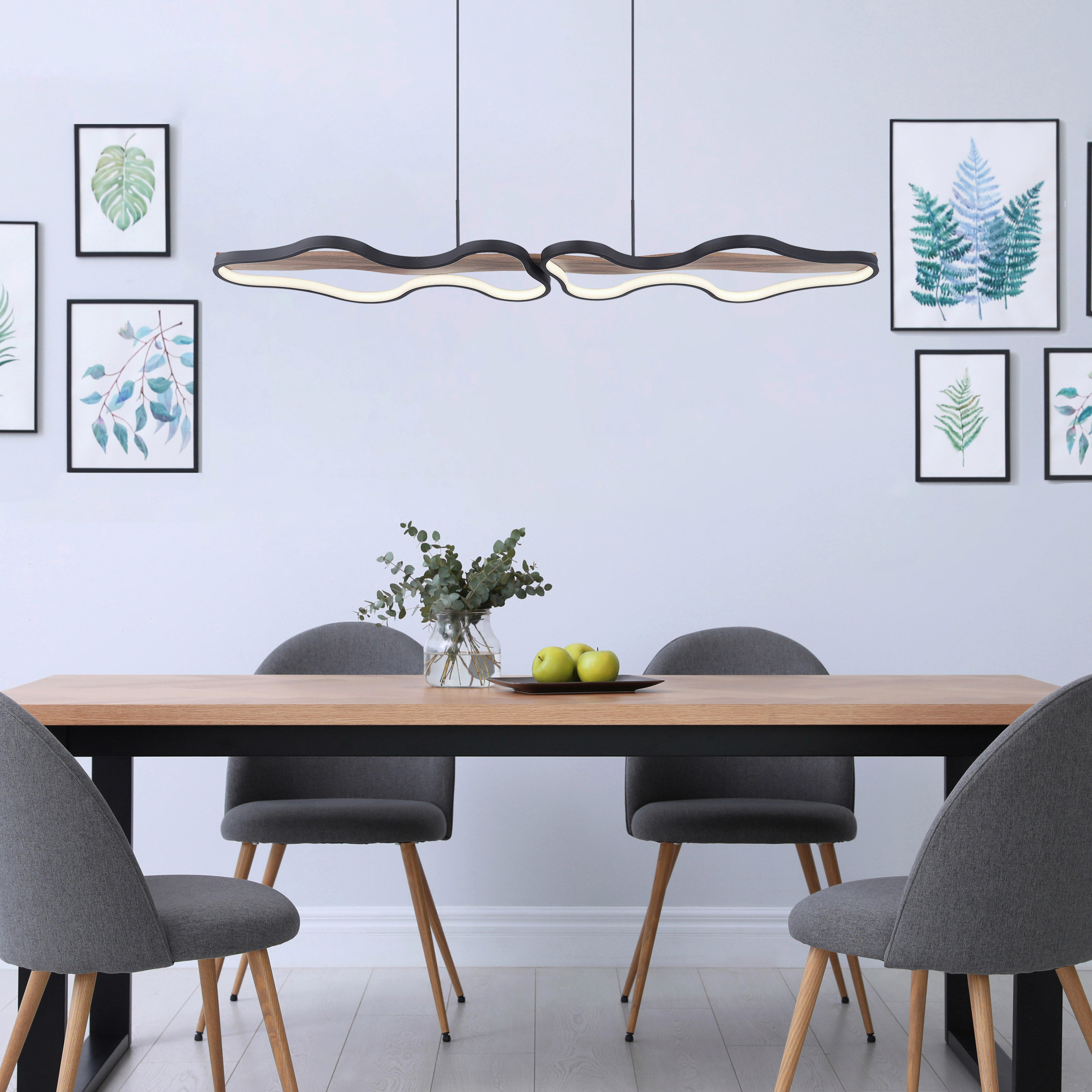 GLOBO LED-Pendelleuchte schwarz dunkelbraun Aluminium Holz Metall B/H/T: ca. 25,5x150x112 cm BEZZY - dunkelbraun/schwarz (25,50/150,00/112,00cm) - GLOBO