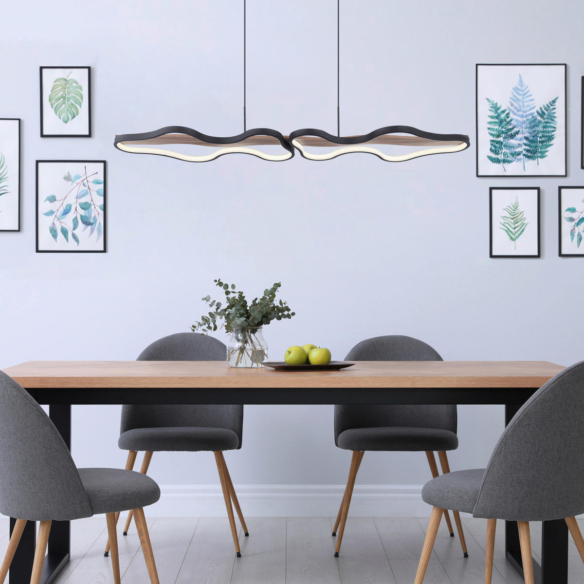 GLOBO LED-Pendelleuchte schwarz dunkelbraun Aluminium Holz Metall B/H/T: ca. 25,5x150x112 cm BEZZY - dunkelbraun/schwarz (25,50/150,00/112,00cm) - GLOBO