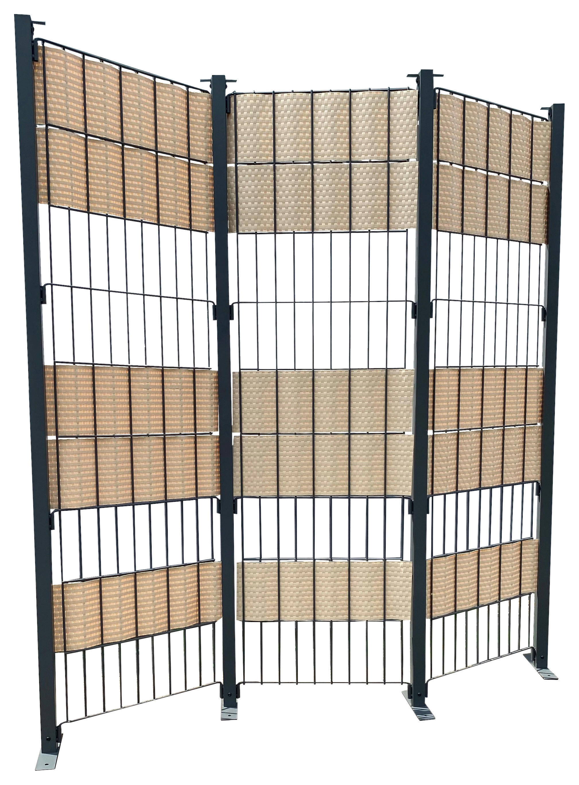 Grasekamp Paravent Eppan anthrazit Stahl B/H/L: ca. 25x184x195 cm Eppan - anthrazit (195,00/25,00/184,00cm) - Grasekamp