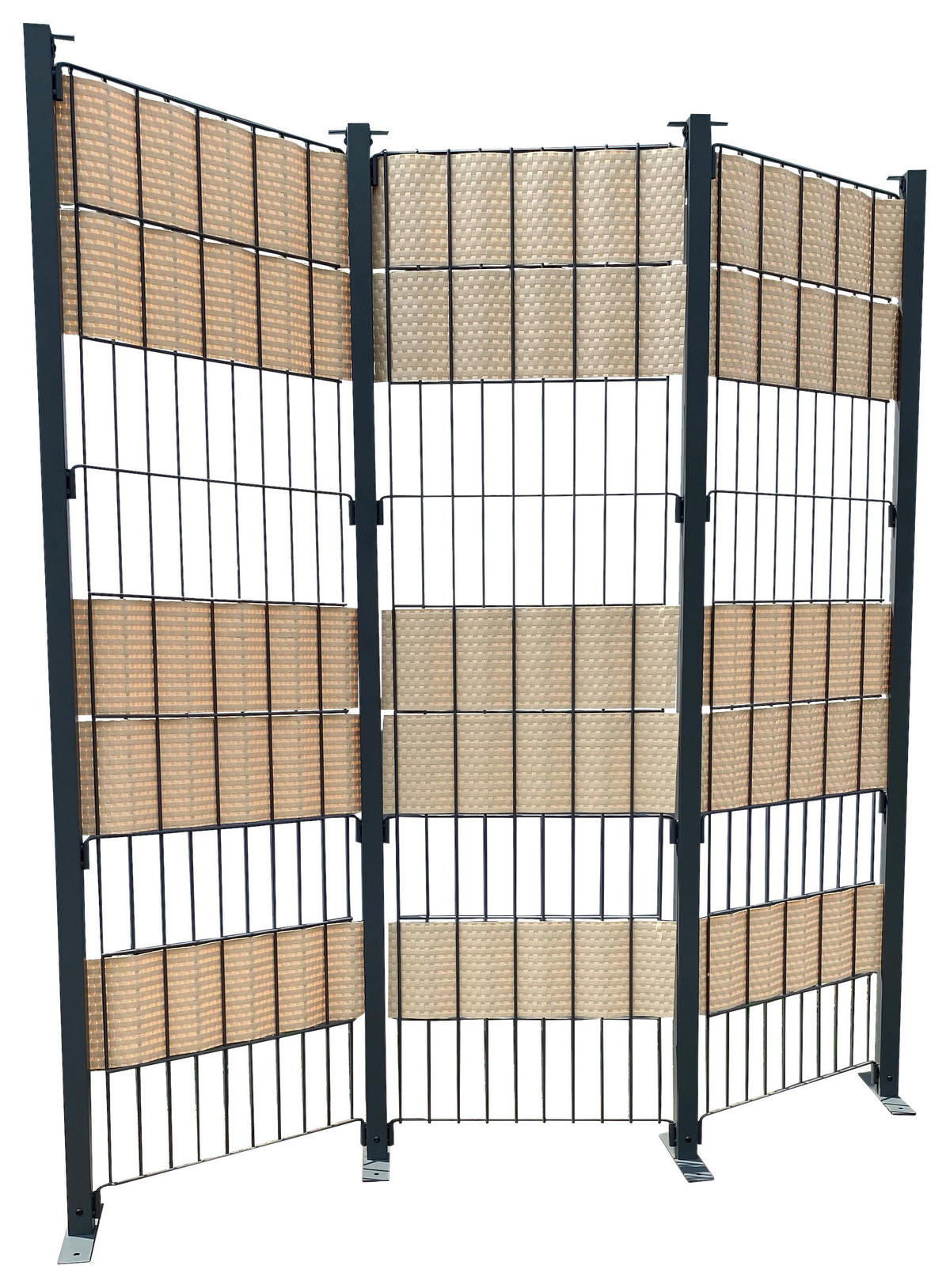 Grasekamp Paravent Eppan anthrazit Stahl B/H/L: ca. 25x184x195 cm Eppan - anthrazit (195,00/25,00/184,00cm) - Grasekamp