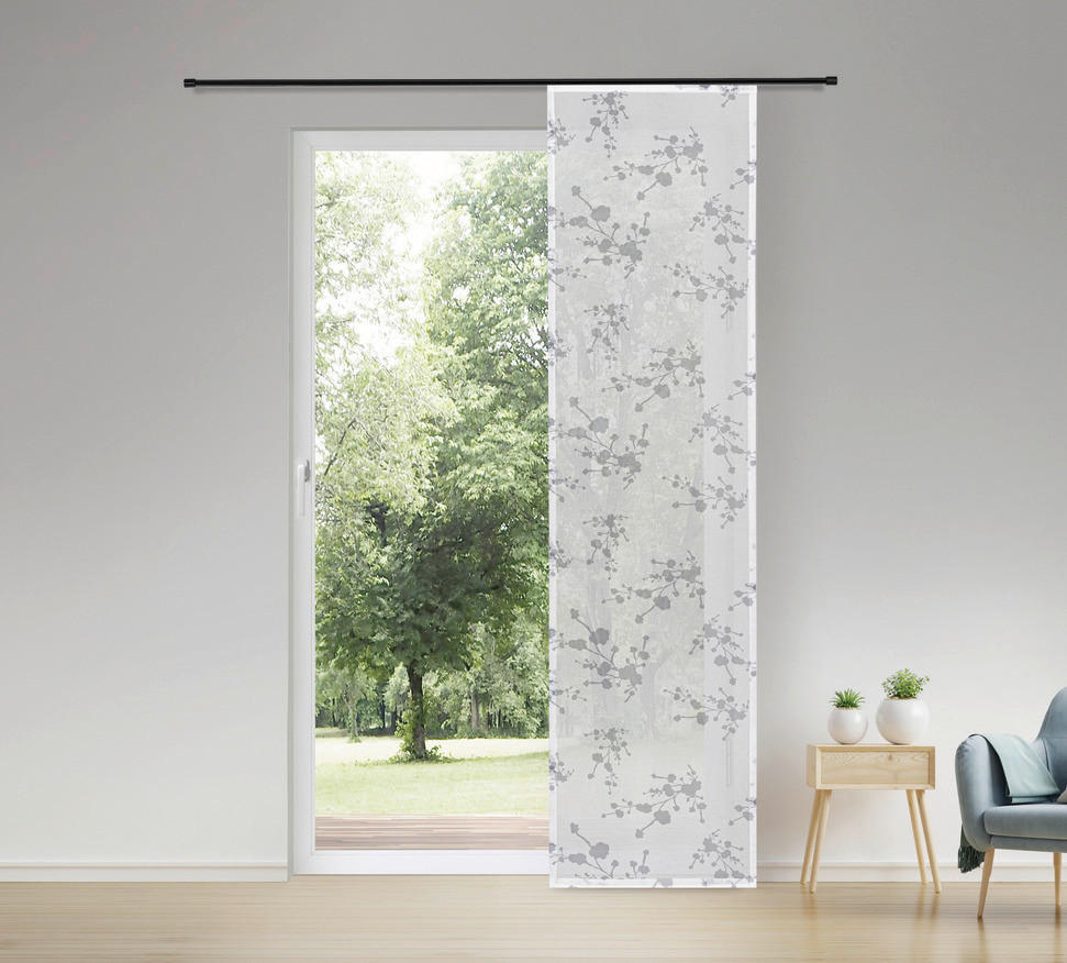 Schiebevorhang Ranke grau B/L: ca. 60x245 cm Ranke - weiß/grau (60,00/245,00cm) - Happy Home